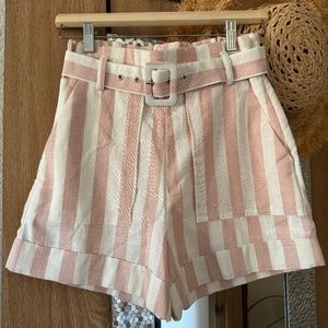 Chriselle Lim white & pink striped paperbag shorts